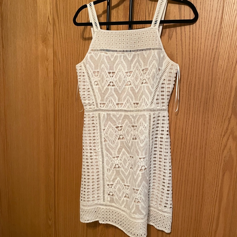 Skies are Blue white crochet dress.